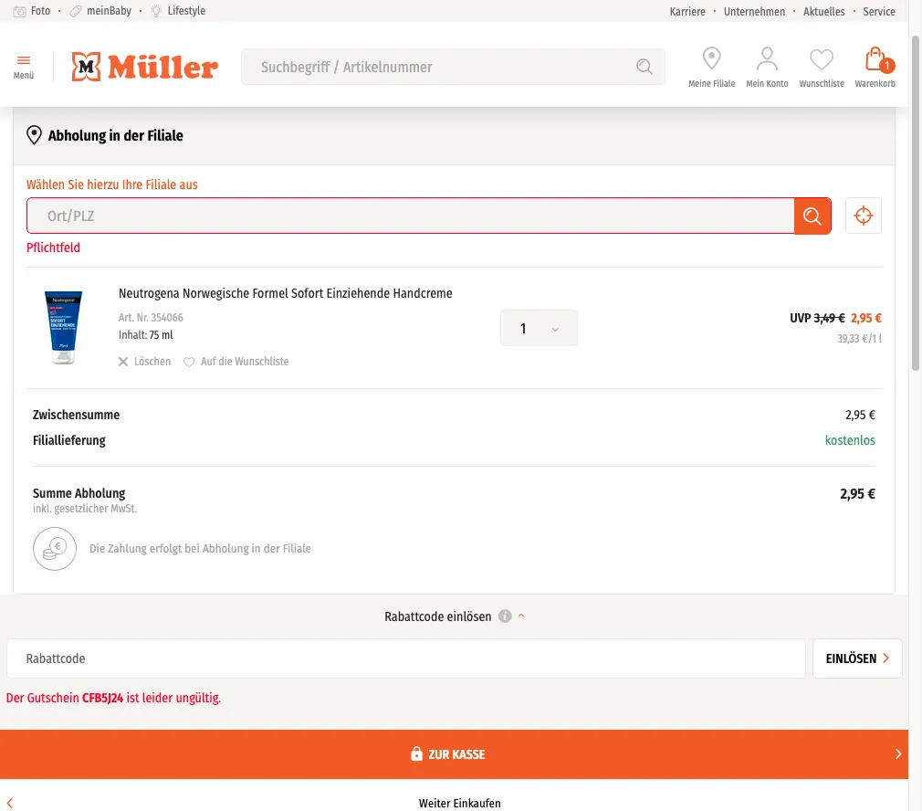 Gutscheine bei Müller einlösen